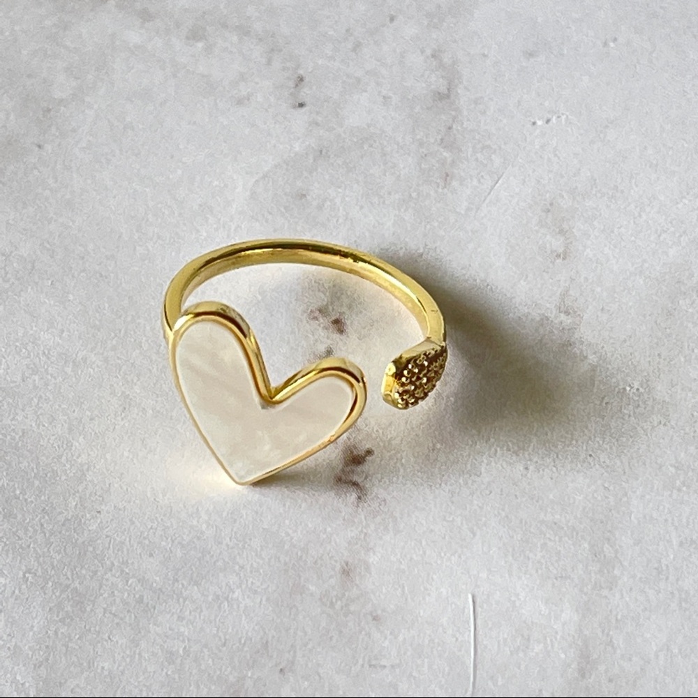 18K Gold Plated Elegant Shell Heart Adjustable Ring for Woman - Picture 11 of 16